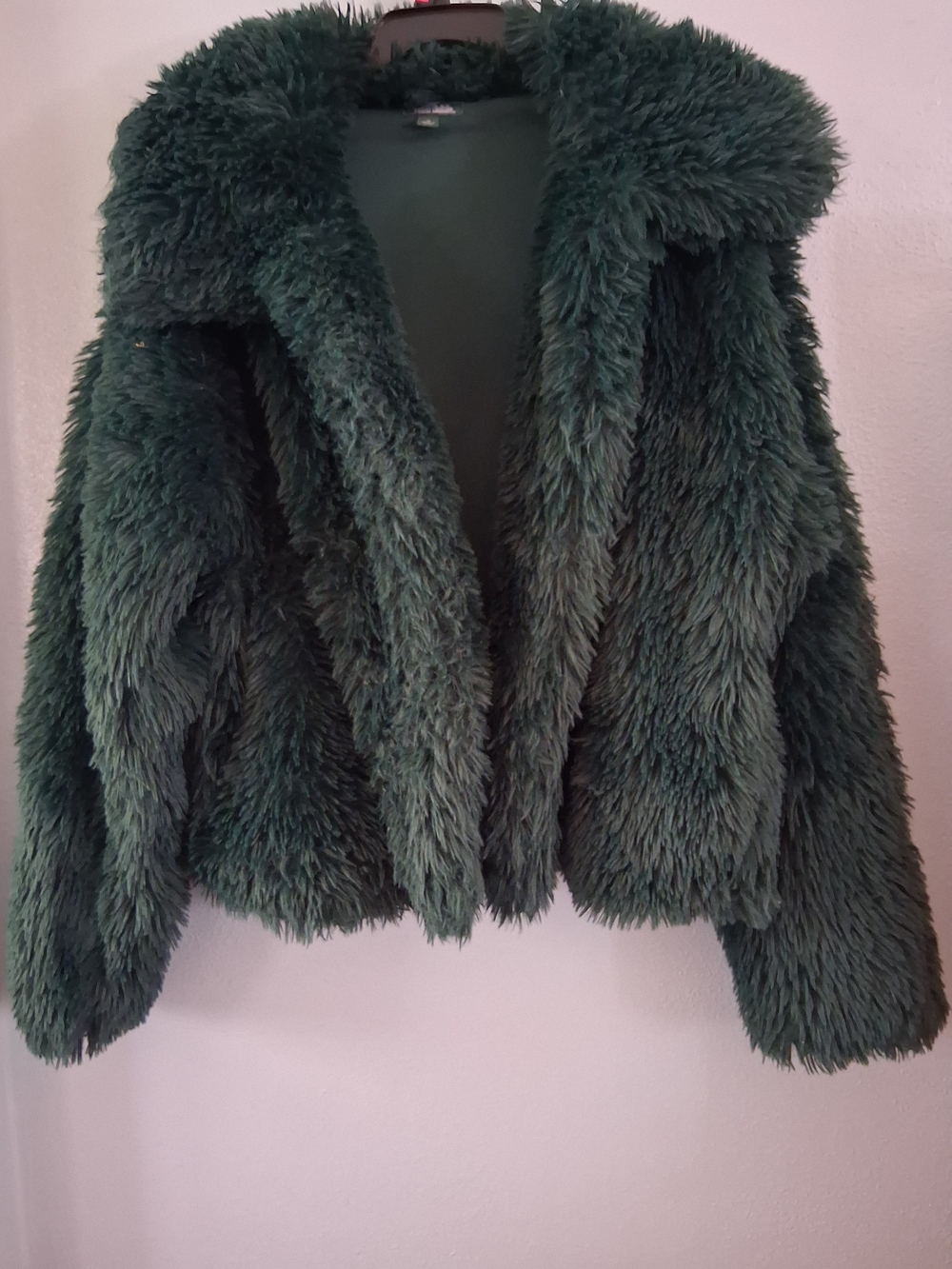 Wild Fable Dark Green Faux Fur Open Front Jacket 1X